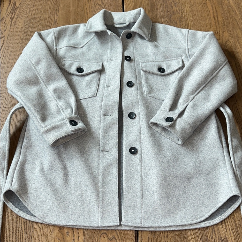 Zara Grey Soft Belted Overshirt Size SMALL - Picture 5 of 12